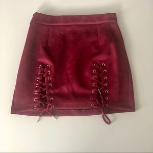 Maroon mini skirt